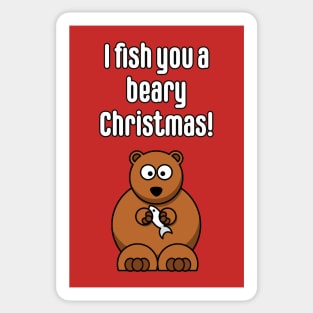 I fish you a beary Christmas Sticker